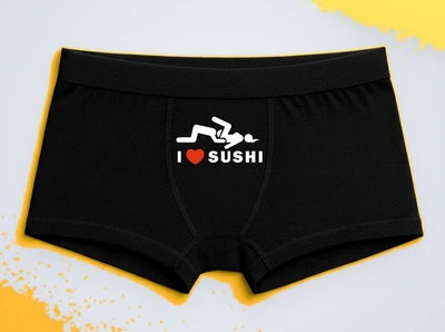 Мужские трусы-боксеры с принтом Я люблю Суши I love sushi Черный L