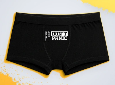 Мужские трусы-боксеры с принтом Don`t Panic Не паникуй Черный XL