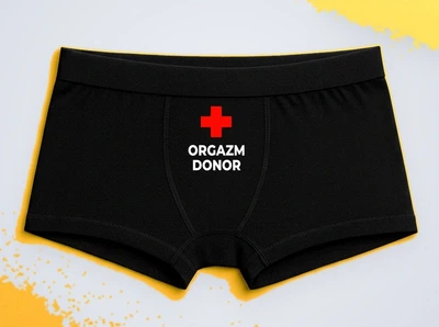 Мужские трусы-боксеры с принтом Orgazm Donor Оргазм Донор Черный L