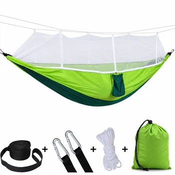 Гамак туристический Travel Hammock с москитной сеткой 260 х 140 см Зеленый