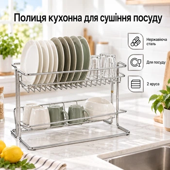 Полиця кухонна для сушіння посуду A-PLUS 2 яруса (1167)