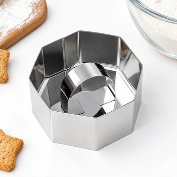 Кольца для салата и десертов MOUSSE MOLD с прессом 2 шт (135 MS) "Восьмиугольник"