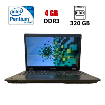 Ноутбук Б-клас Acer eMachines e728 / 15.6" (1366x768) TN / Intel Pentium T4500 (2 (2) ядер по 2.3 GHz) / 4 GB DDR3 / 320 GB HDD / Intel 4 Series Express / WebCam б/в