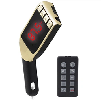 Автомобільний FM трансмітер H15BT з Bluetooth 3.0 та пультом ДК 2 USB порти 12-24 В Чорно-золотий модулятор для відтворення музики Hands Free