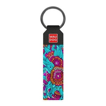 Брелок WAUDOG Design з малюнком "Літо", преміум шкіра (ширина 20мм, довжина 95мм) чорний (02571)