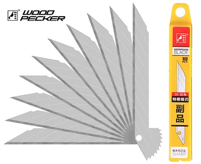 Леза для канцелярського ножа Woodpecker FP-930 сірі 9 мм 10 шт