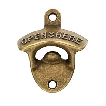 Настінна ретро відкривачка «OPEN HERE» для пляшок із цинкової сталі 1 шт. Бронзовий
