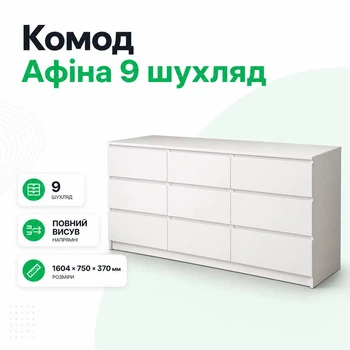 Комод дев'ять шухляд "Афіна" "Білий"