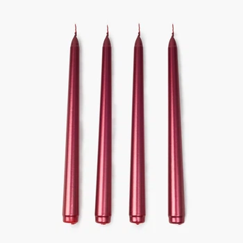 Набор столовых свечей MBM HOME 4 шт. 25 см красный металлик (FR-17 METALLIC RED)
