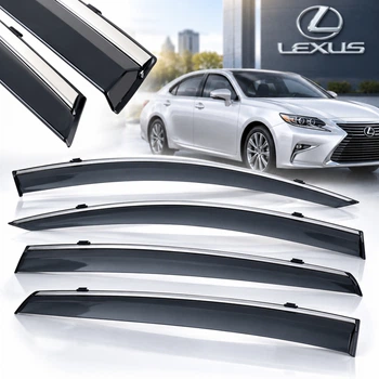 Дефлектори вікон вітровики Benke для Lexus ES 2013-2018 Молдинг Нержавіюча сталь 3D (BLXES1323-W/S)