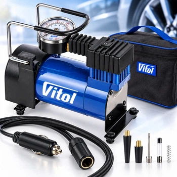 Автомобільний компресор Vitol 100psi 12Amp 35л R13-15 прикурювач (K-20)