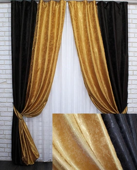 Комбинированные (2шт. 1,2х2,7м) шторы жаккард, коллекция "Мрамор Al1". Цвет венге с золотом. Код 014дк (613ш-614ш) 11-0355