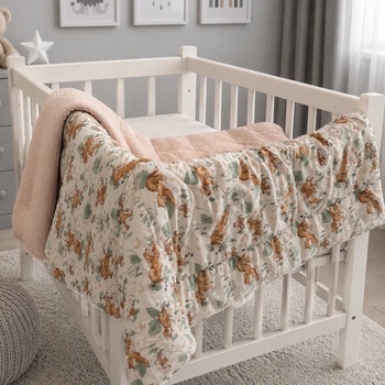 Плед детский MirSon №034 Silky Waffle 22-1420 Little Jungle Friends 60х80 см (2200013893257)