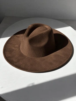 Шляпа Федора с широкими полями замшевая (унисекс) STETSON коричневая