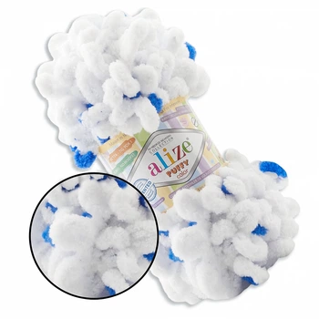 Alize Puffy Color, №6471 (100г/ 9м) плюшевая фантазийная пряжа с готовыми петлями для вязания руками пледа игрушек и балаклавы, Ализе Пуффи Колор