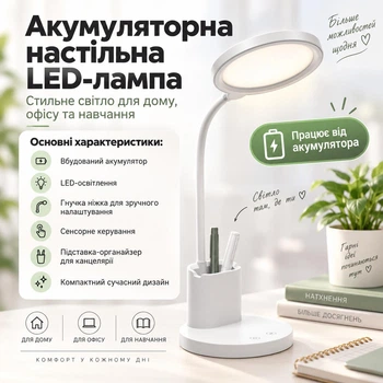 Настольная лампа аккумуляторная Luna 10 Вт белый ALT-801W