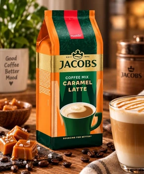 Кавовий напій розчинний Jacobs Coffee Mix Caramel Latte Джейкобс Якобс Карамель Лате з вершково-карамельним смаком Пакет 450г