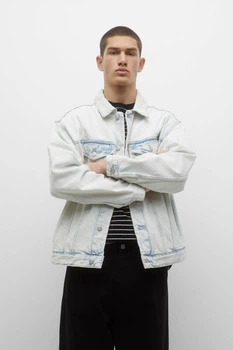 Джинсова куртка Pull & Bear білий-блакитний JMQZA818 XS