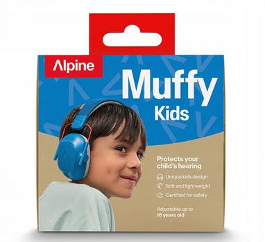 Alpine Muffy Kids Blue — детские противошумные наушники 25 дБ (SNR), защита слуха для детей 5-12 лет, синие