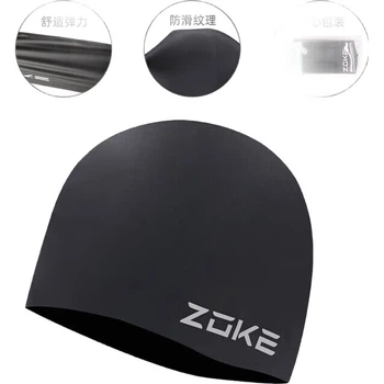 Силиконовая плавательная шапочка ZOKE для взрослых, унисекс, удобная, водонепроницаемая, не сдавливающая голову, универсальный однотонный цвет 620503203-1