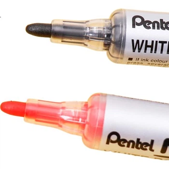 Маркери для білих дошок Pentel, рідкі чорнила з прямим потоком для електронних білих дошок, великий наконечник MWL5S чорний, упаковка з 5 штук