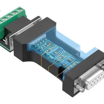 Пасивний перетворювач DTECH RS232 на RS485/RS422, промисловий клас, послідовний двонаправлений перетворювач, протокол передачі зв'язку, захист від блискавки та перенапруги, конвертер DT-9003