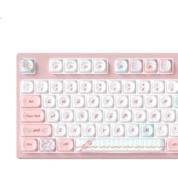 Механическая проводная клавиатура AKKO 3108 V3 Bi'ainuo Collaboration на 108 клавиш с возможностью горячей замены, игровая клавиатура, офисная клавиатура, монохромная клавиатура с белой подсветкой, отличный подарок для девушки на день рождения.