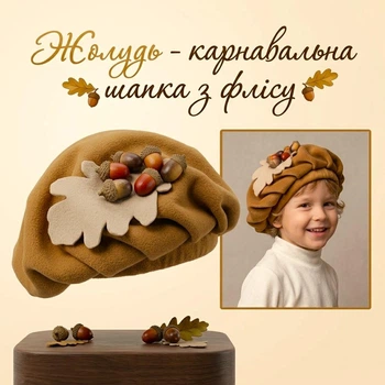 Дитяча карнавальна шапка «Жолудь» з флісу