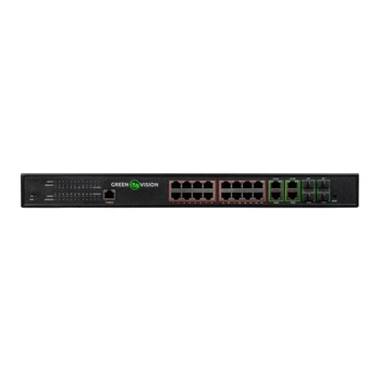 Управляемый PoE коммутатор GreenVision GV-020-AI-16G+4G+4SFP L2, 16 портов