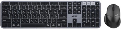 Комплект клавиатура и мышь 2E MK440 WL/BT, EN/UK, серо-черный