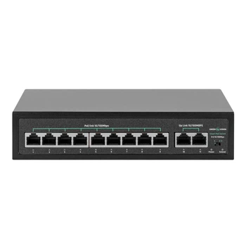 Коммутатор сетевой PoE GreenVision GV-016-D-09+2P, питание 150 Вт, металл