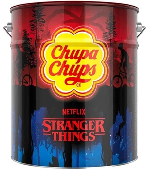 Льодяники Chupa Chups Stranger Things Дивні Дива у металевому відрі 1,8 кг (150*12 г)