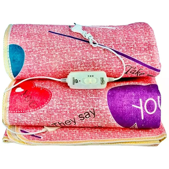 Электропростынь Electric Blanket 7418 150×120 см 40/80 Вт с 2 режимами нагрева и терморегулятором, розовая с сердечками