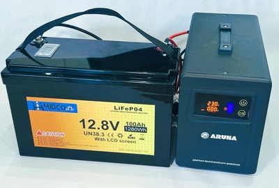 Комплект резервного живлення ARUNA UPS 1500TOR та акумулятор MIDCO Solar LiFePO4 100-12