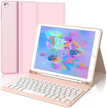 JADEMALL чехол клавиатура для iPad 9.7 дюйма AZERTY Bluetooth розовый (французская раскладка)