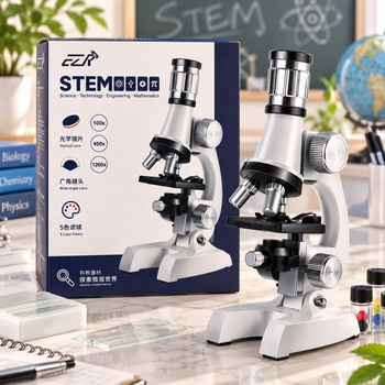 Дитячий мікроскоп STEM для школярів із набором аксесуарів, збільшення до 1200×