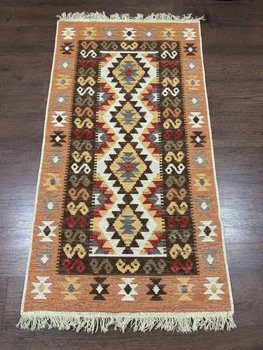 Килим двосторонній бавовняний 60x90 см Оранжево-червоний