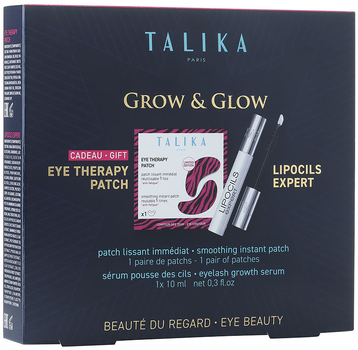 Zestaw do pielęgnacji twarzy Talika Grow & Glow Serum na porost rzęs Lipocils Expert 10 ml + Płatki pod oczy Eye Therapy 2 szt (3139439755797)