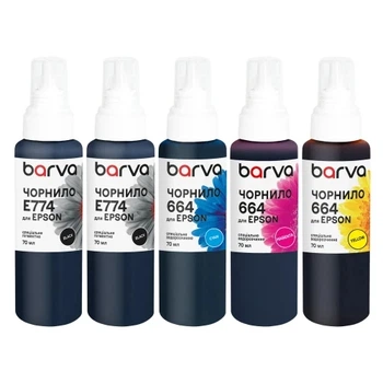 Комплект чернил Epson 774/664, Black/Black/Cyan/Magenta/Yellow, 5x70 мл Barva 000358484