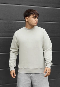 Свитшот мужской стаф светло-оливковый базовый на флисе Staff light olive basic fleece. M (404796)