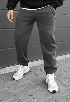 Мужские спортивные штаны стаф серые с логотипом на флисе Staff pul gray logo fleece XS (404466)