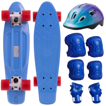 Пеніборд скейтборд дитячий синій 3в1 із захистом і шоломом Fishskateboards 8603 Blue-Red