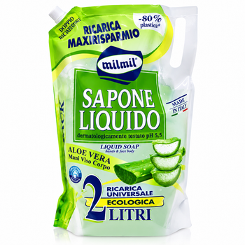 Жидкое мыло увлажняющее MIL MIL "Aloe Vera", запаска-рефил, 2000 мл
