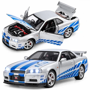 Машинка Nissan Skyline игрушка металлическая моделька коллекционная 20 см Серый (1007888)