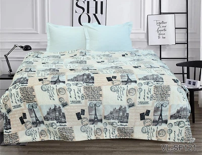 Плед Tag Tekstil велсофт (мікрофібра) 160х220 см Бежевий Листівка PledVL-158