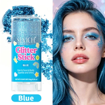 SEVICH Glitter Stick Blue 16 г Блиск-стік гліттер-хайлайтер для обличчя, тіла та волосся Севіч Синій