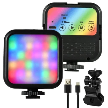 Портативная LED лампа с креплением для телефона RGB видеосвет для селфи и съемки 12 световых эффектов (XC652)