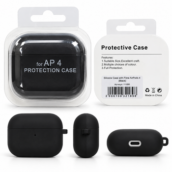 Силіконовий чохол Silicone Case для AirPods 4 з мікрофіброю та карабіном