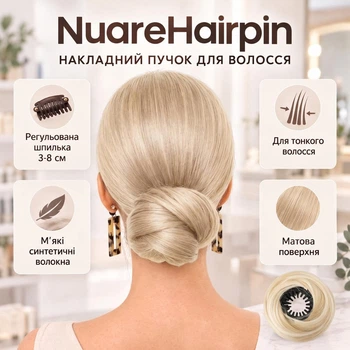Накладной пучок на заколке для волос NuareHairpin, блонд