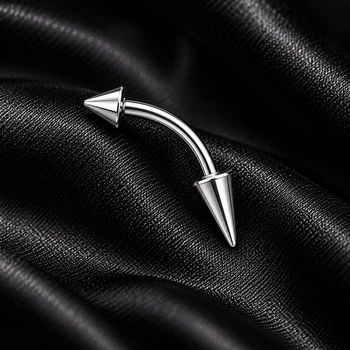 Микробанан с удлиненными конусами Asteel Серебро длина 10 мм размер накрутки 3*6 мм